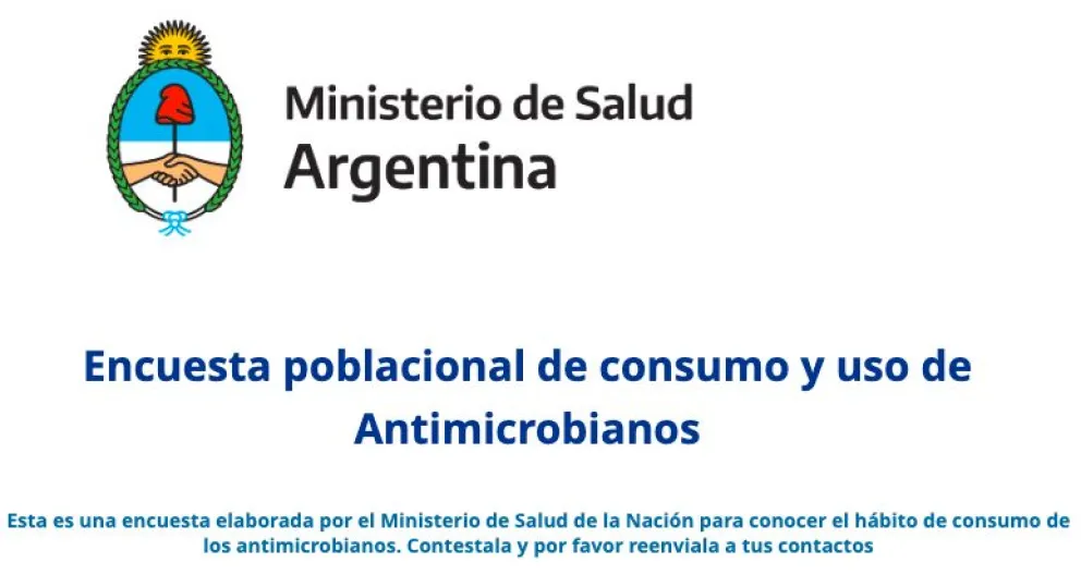 Salud invita a participar nuevamente de la “Encuesta Nacional de Consumo y Uso de Antimicrobianos” 