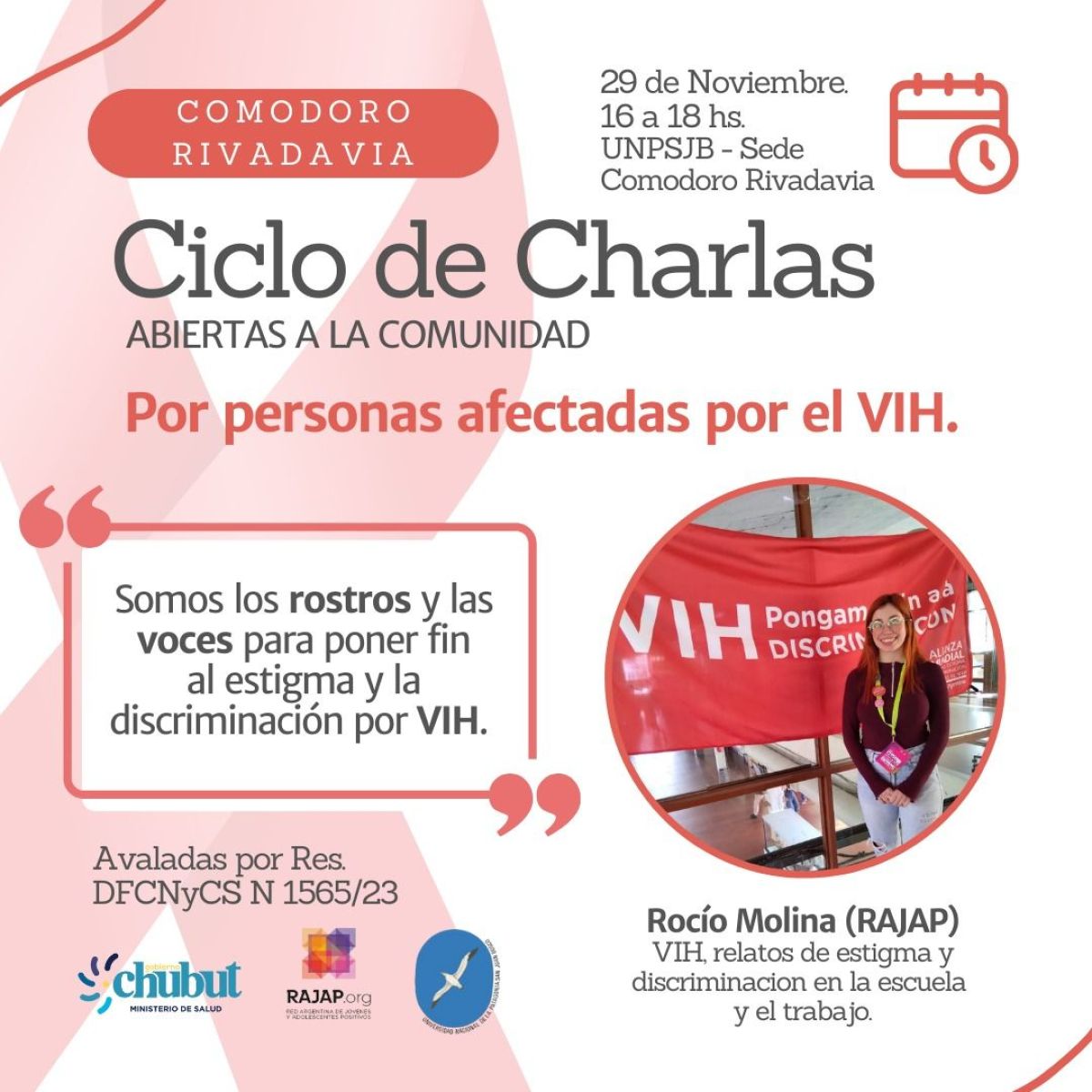 Invitan a participar de un Ciclo de Charlas sobre VIH