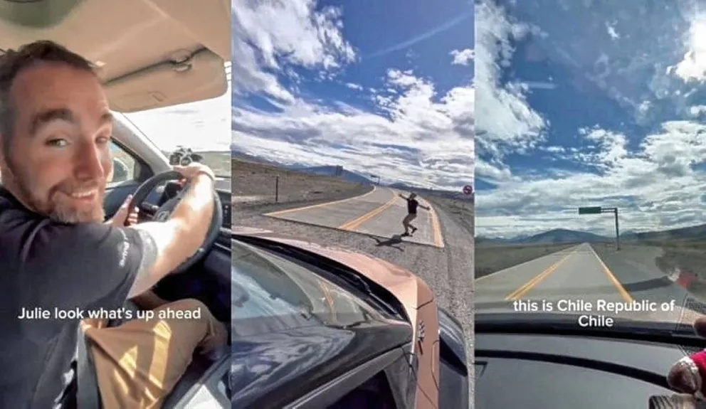 Un turista escocés se bajó del auto en el medio de la frontera para grabarse besando el pavimento del lado chileno