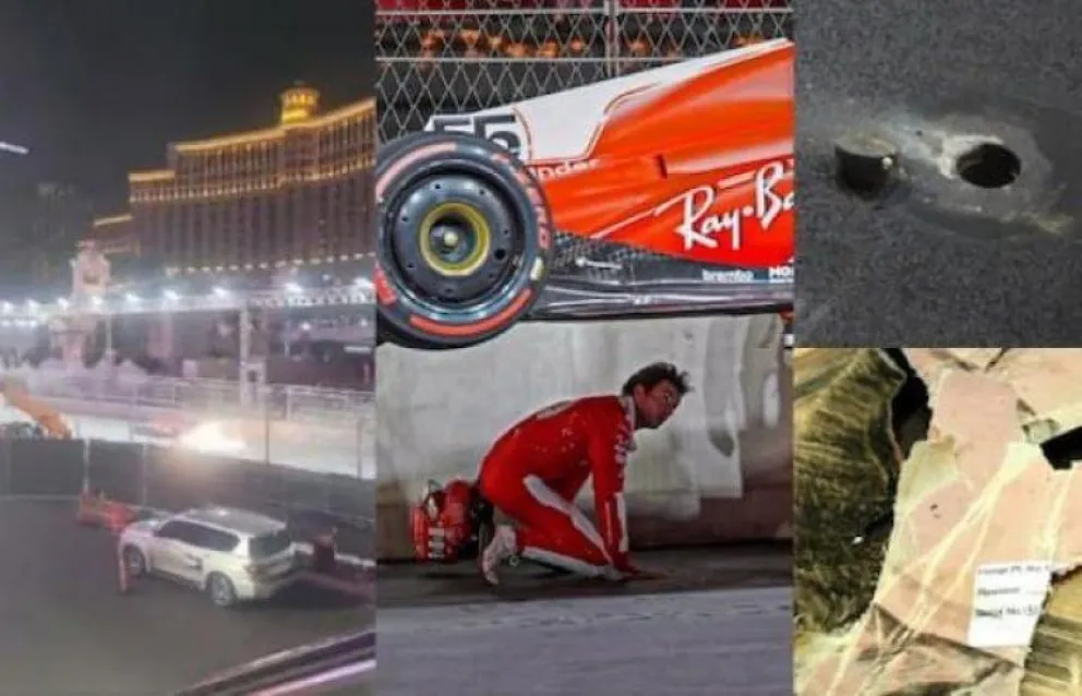 Una alcantarilla rompió la Ferrari de Sainz en la práctica de la F1