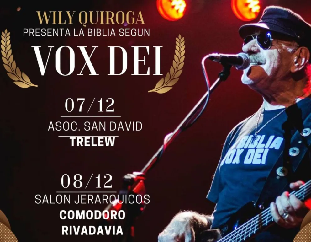 Wily Quiroga presenta La Biblia según Vox Dei en Comodoro