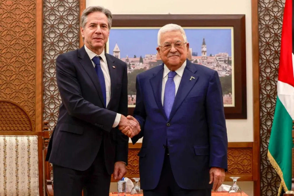 Blinken se reunió con el líder palestino Mahmud Abás en Cisjordania