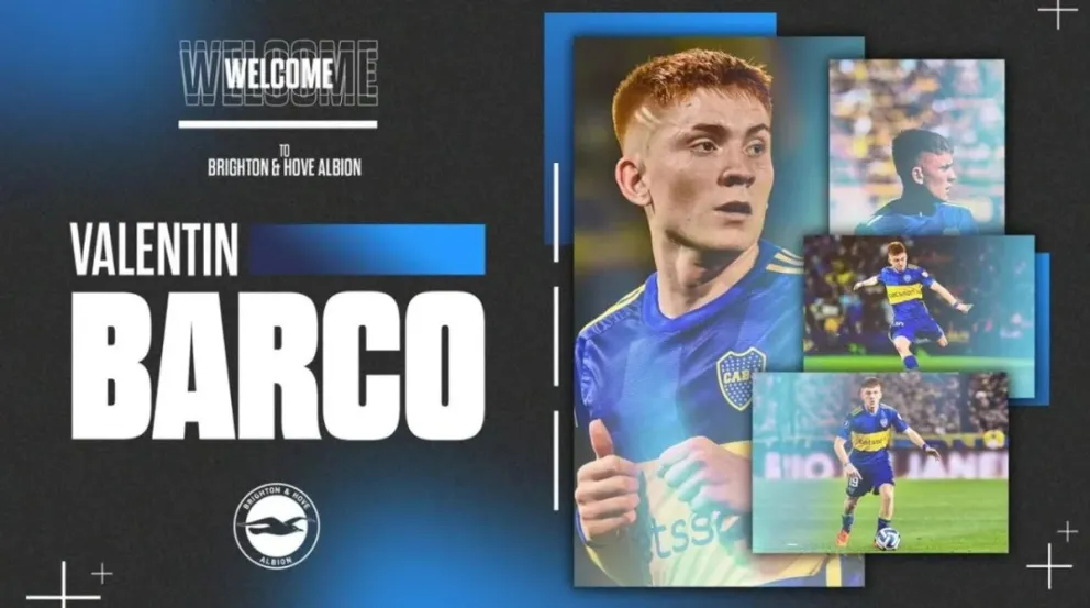 Boca: Valentín Barco fue presentado en el Brighton de Inglaterra