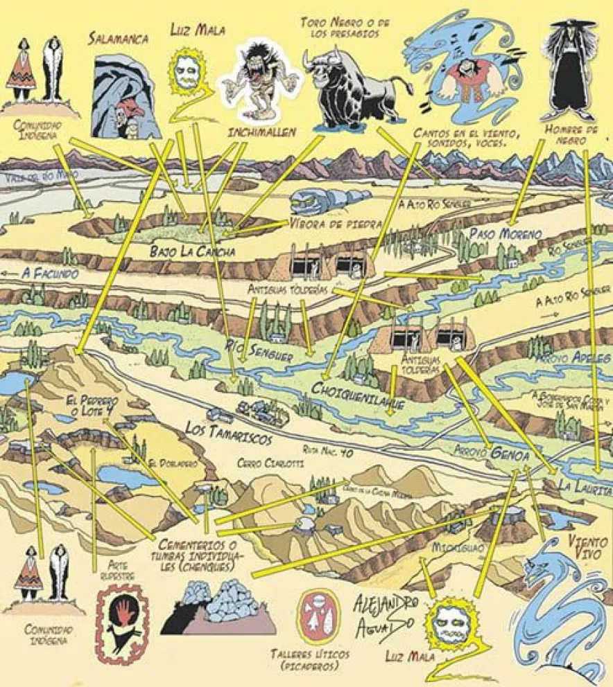 Seres fantásticos actuales: Mapa-Ilustración de presencia en un área específica