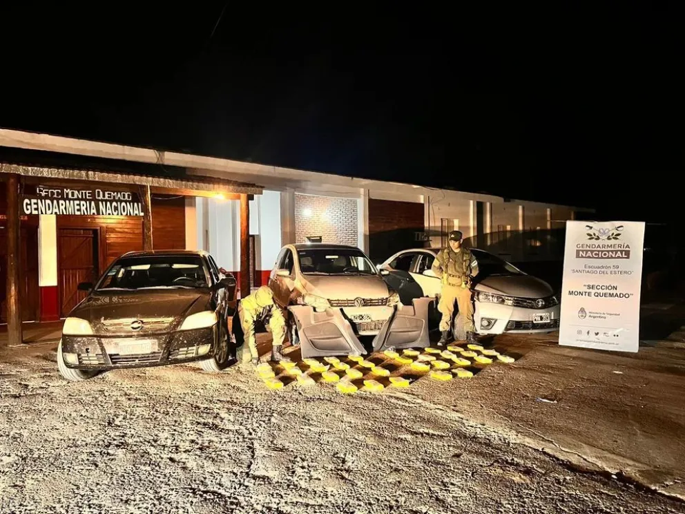 Gendarmería secuestró 37 kilos de cocaína y detuvo a cuatro narcos en Santiago del Estero