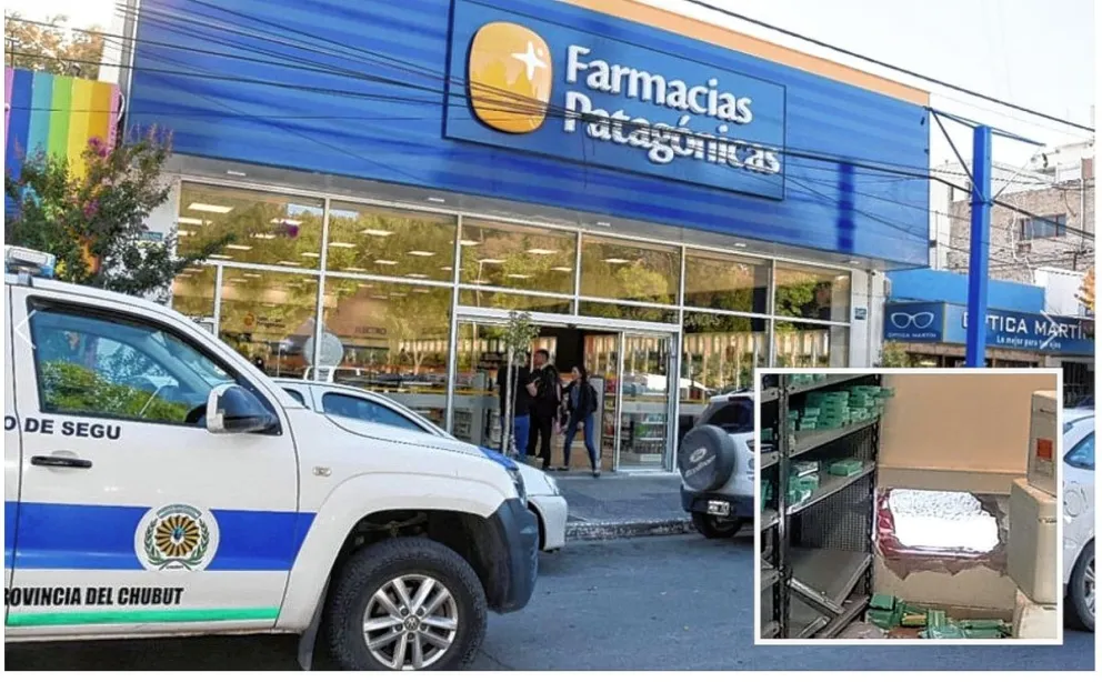 Entran por un “boquete” a farmacia de Trelew y se llevan toda la plata que había en la caja fuerte