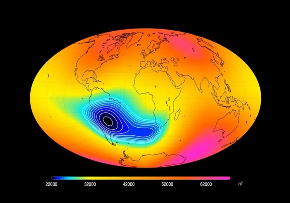 Una extraña anomalía crece en el campo magnético de la Tierra y podría afectar las comunicaciones