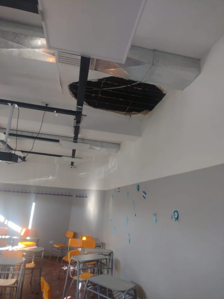 Se desprendió el cielo raso de un instituto secundario y cayó sobre dos alumnos
