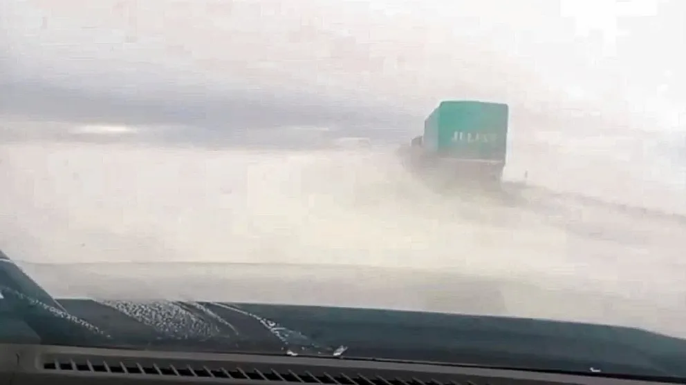 En medio del alerta amarilla el “viento blanco” volvió a cortar Ruta 3