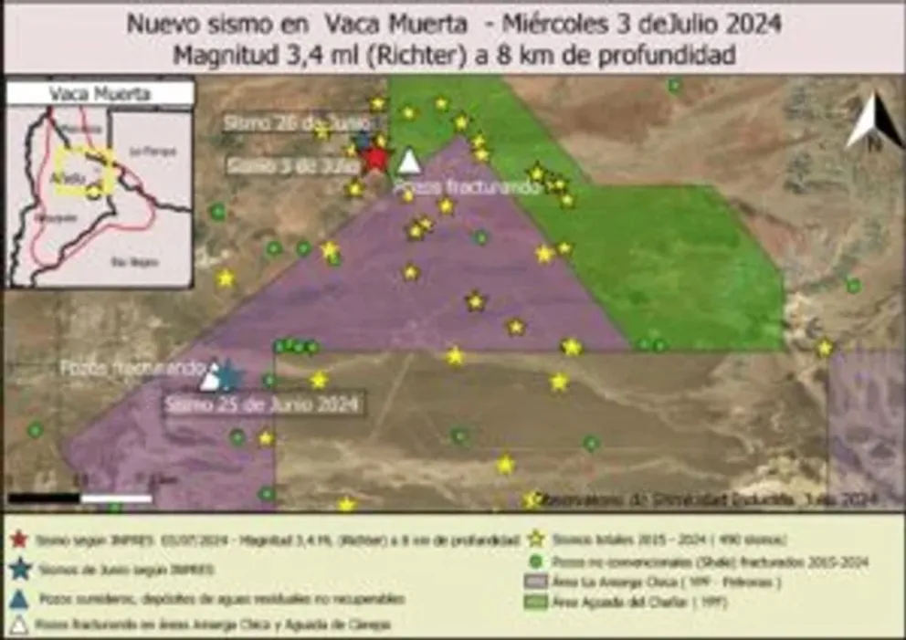 Aumentaron los sismos inducidos en Vaca Muerta