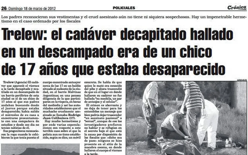 Una publicación de Crónica usada como prueba esclarecedora en el caso Colihuinca