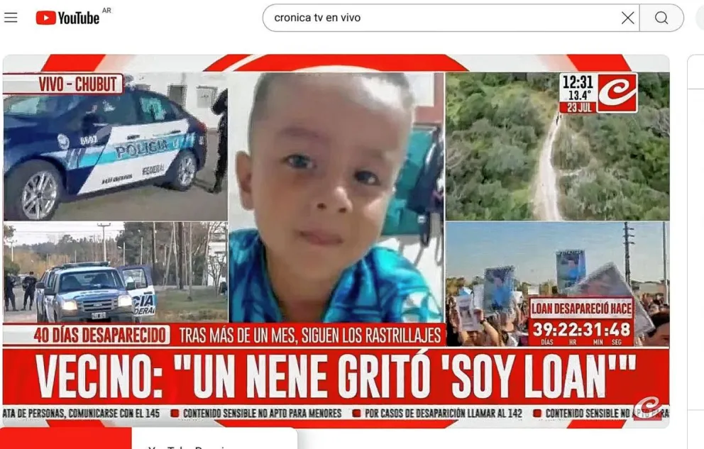 40 días sin Loan: buscan al menor en Chubut y Santa Cruz