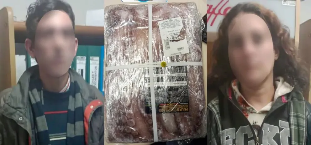 Detienen a pareja de "mecheros" en un supermercado por robarse un pulpo de casi 170 mil pesos