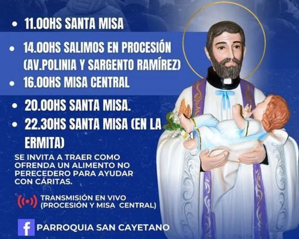 Se realizará la Fiesta Patronal en la Parroquia San Cayetano
