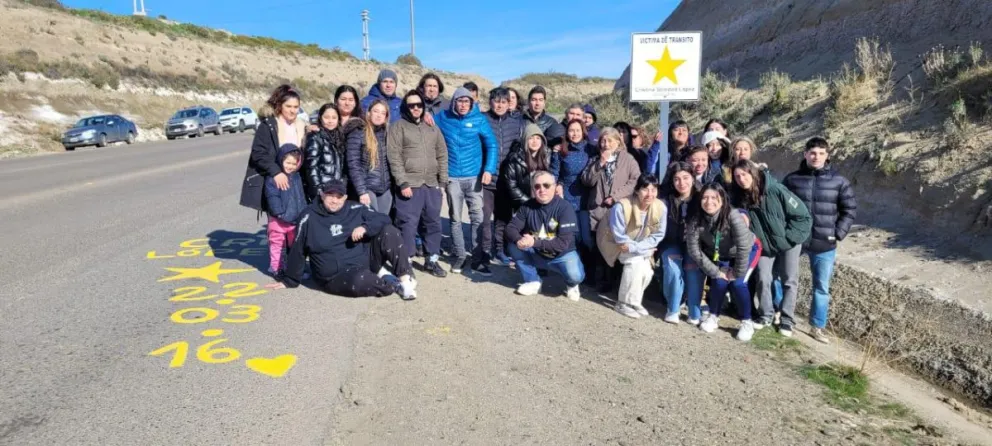 Pintaron una estrella amarilla para recordar a Cristina López y concientizar sobre accidentes de tránsito