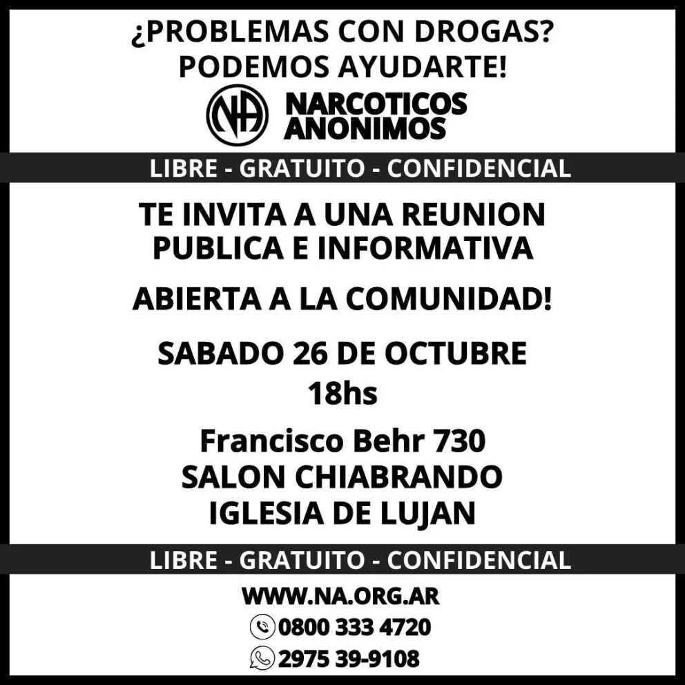 Narcóticos Anónimos es una organización sin fines de lucro, creada para ayudar a las personas que desean recuperarse de sus adicciones