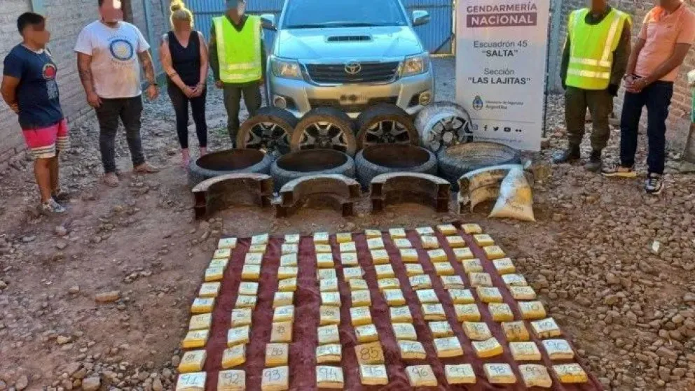 Detenidos en Salta: pareja sorprendida con más de 58 kilos de cocaína