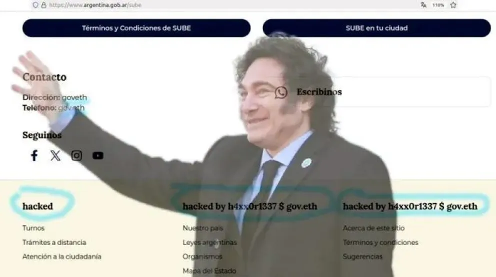 Denuncian que la página del gobierno de Javier Milei Mi Argentina fue hackeada