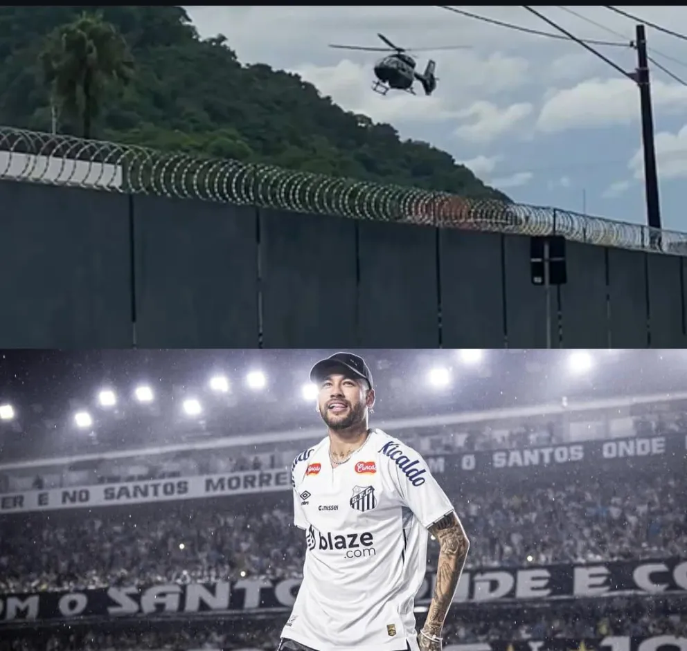 Neymar llegó en helicóptero a su primer entrenamiento con Santos