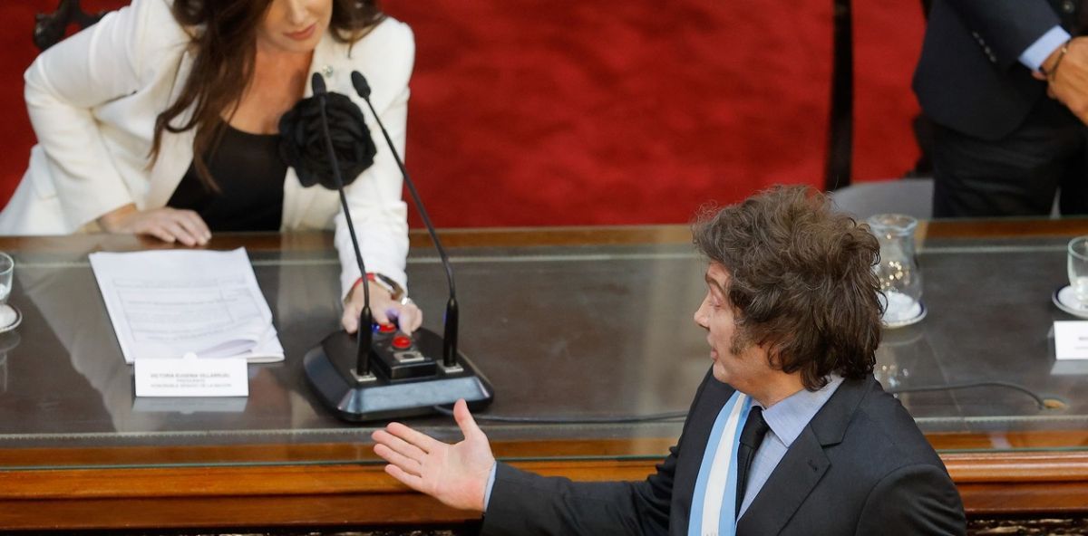 Congreso. El reclamo del presidente Javier Milei a la vicepresidenta, Victoria Villarruel. Foto: EFE/ Juan Ignacio Roncoroni 