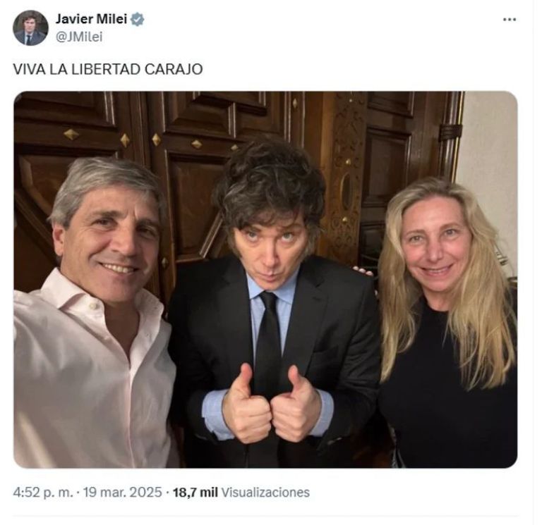 El Presidente celebró la aprobación del DNU para el acuerdo con el FMI junto a Caputo y Karina Milei