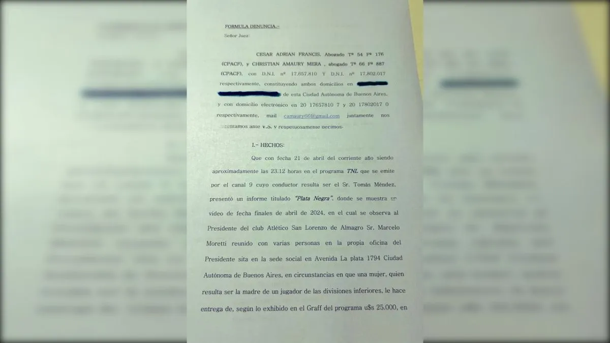 Denuncia presentada por C&eacute;sar Francis.