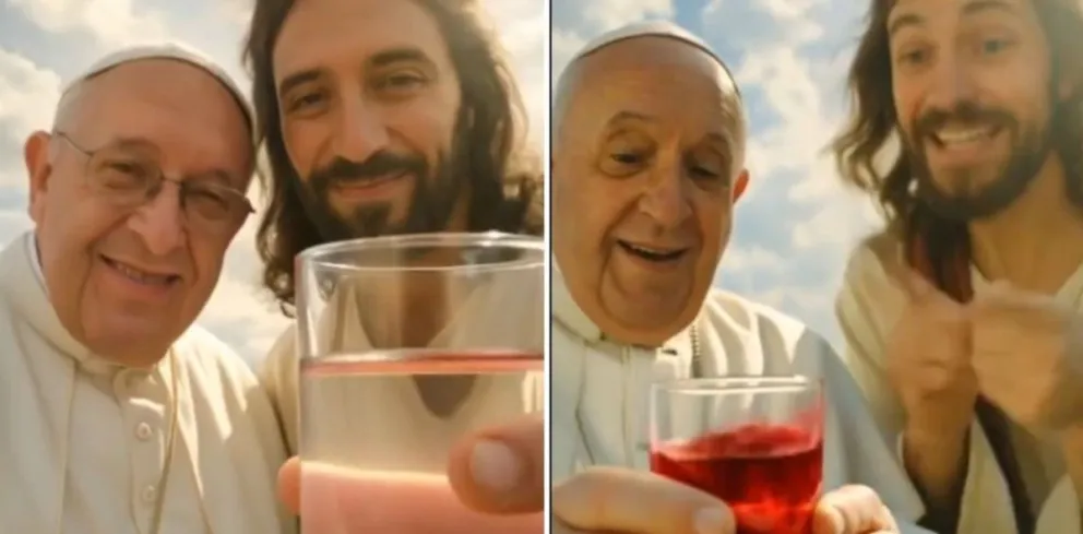 Con inteligencia artificial, simulan un emotivo encuentro entre el papa Francisco y Jesús