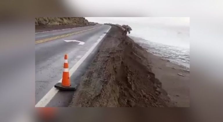 El temporal de lluvia y viento obligó a cortar la circulación en Santa Cruz.