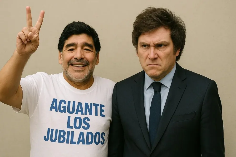 Diego Maradona y Javier Milei 