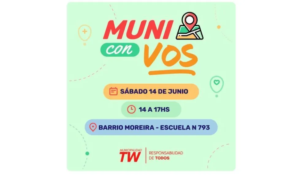 Este sábado, el programa “Muni con Vos” se instala en el barrio Moreira con trámites, salud, juegos y servicios gratuitos para toda la familia.