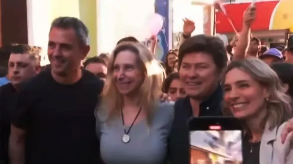 Karina Milei,  Martín Menem y el candidato libertario Lisandro Almirón.
