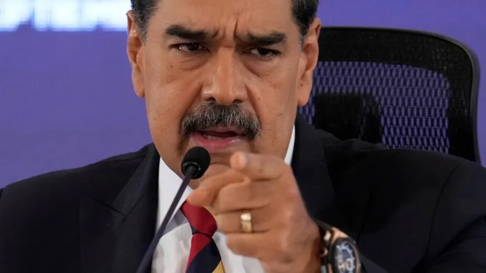 El presidente de Venezuela, Nicolás Maduro, habla durante una conferencia de prensa en Caracas, Venezuela, el lunes 1 de septiembre de 2025. (Foto AP/Ariana Cubillos)