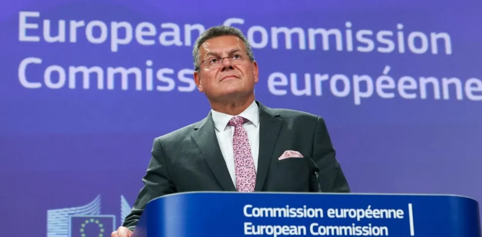 El Comisario de Comercio, Maros Sefcovic, presenta el acuerdo comerciale UE-Mercosur. Foto: Reuters 