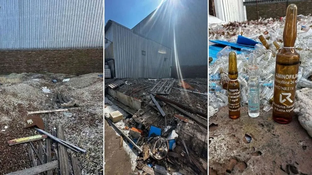Medicamentos descartados en el predio de Laboratorios Ramallo