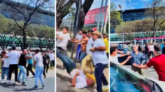 Registran violenta disputa entre taxistas y conductores de aplicaciones