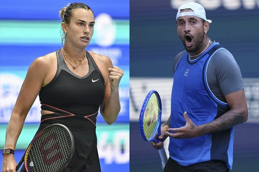 Sabalenka y Kyrgios, protagonistas del duelo del sexo. Imagen: AFP.