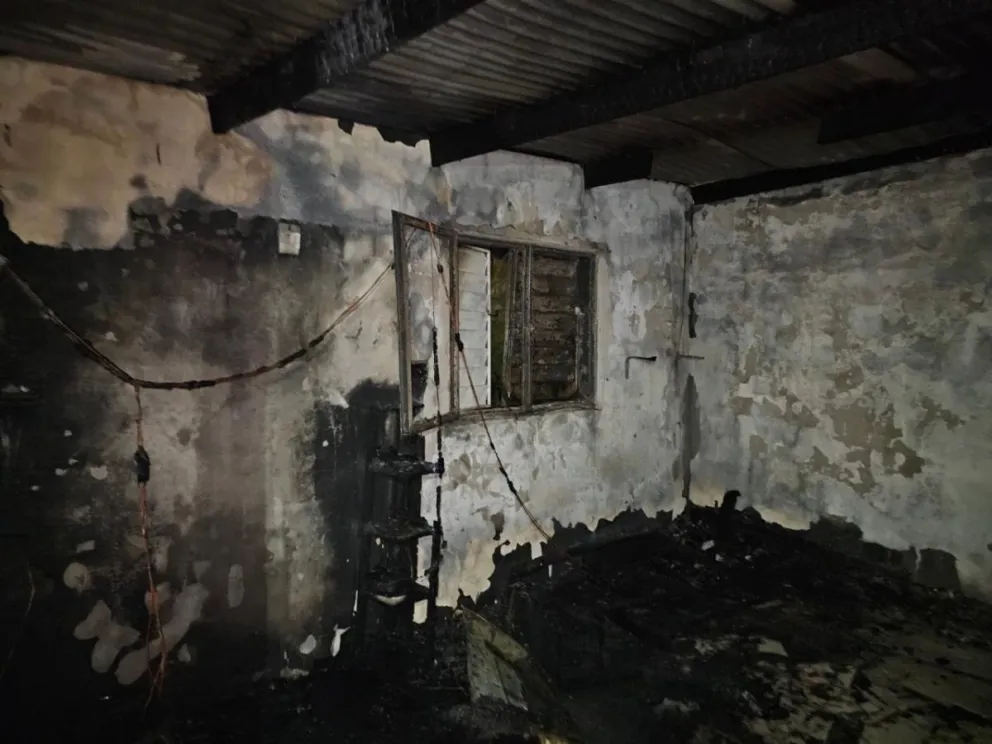 La vivienda de la víctima, completamente destruida 