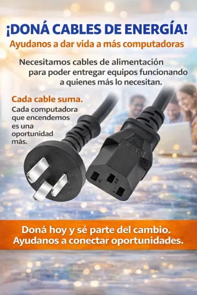 Proyecto Puente busca donaciones de cables de energía para recuperar computadoras