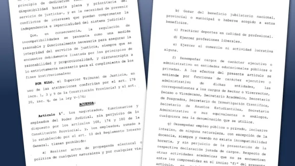 Empleados y magistrados judiciales de Chubut no podrán ejercer el comercio ni profesiones liberales