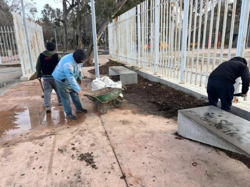Se realizaron intensos trabajos de limpieza, reparación de luminarias y mobiliario en espacios públicos de zona norte