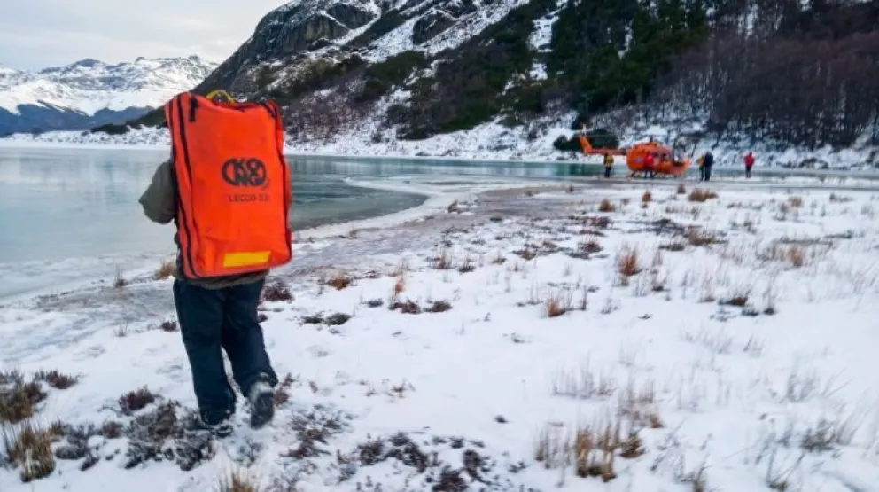 Exitoso operativo de rescate helitransportado de un andinista accidentado en el Glaciar Ojo del Albino