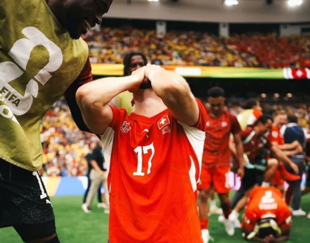 La emoción de Rubén Vargas, celebrando clasificar a cuartos de final.